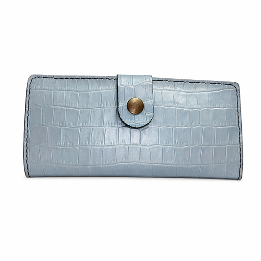 Cartera Andrelet Azul Ártico Grabado Cocodrilo · Cuero de Res
